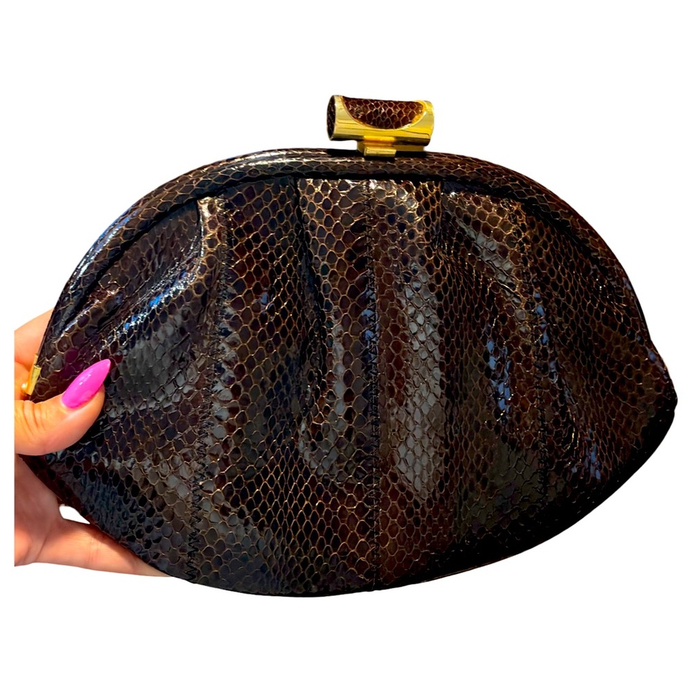 Susan Gail Elegant snakeskin Brown 2 way clutch shoulder Bag